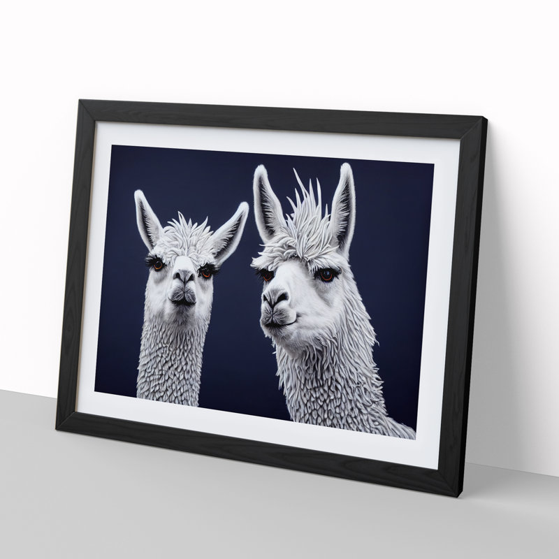 XH1022-9017X The Two Llamas Vol.3 - Single Picture Frame Print, Black Framed, 46cm H x 64cm W x 2cm D