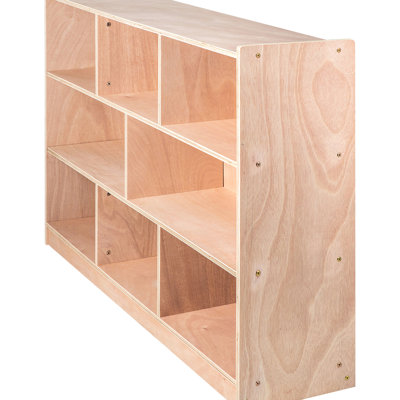 36 Inch High 8-Section Plywood Preschool Storage Cabinet On , Organized Space For And Books In Setting Classroom Cabinet, Shelves With Preschoolers'