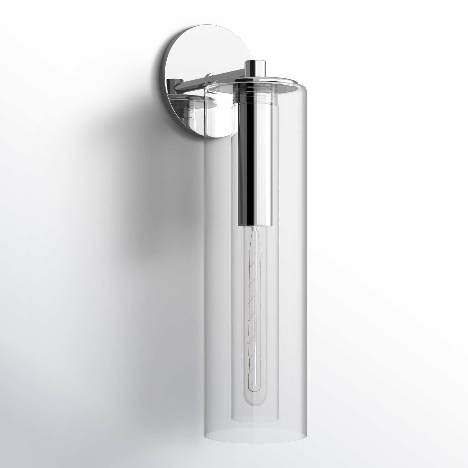 Adreille Single Light Glass Dimmable Armed Sconce, Polished Nickel