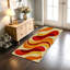 Tapis de couloir de cuisine moderne et abstrait, motif de vagues rétro rouge-orange et jaune, long tapis antidérapant pour la cuisine, le couloir, la salle de lavage et le vestibule