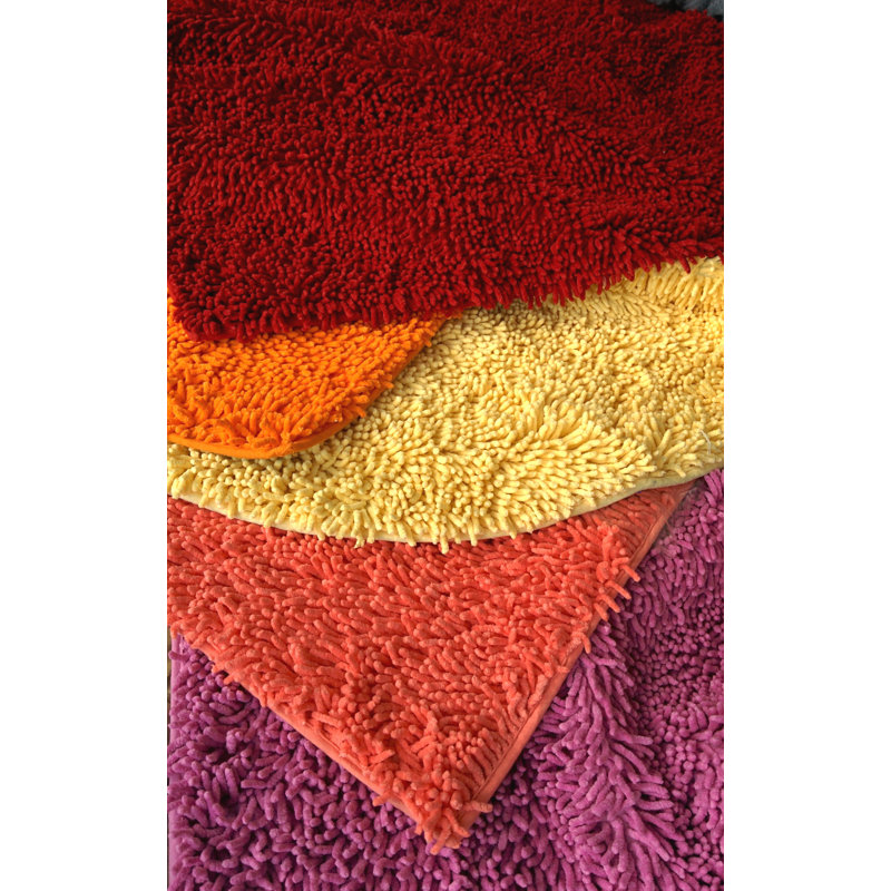 Tapis à poils longs rose en coton, Rectangle 1 pi 8 po x 2 pi 8 po