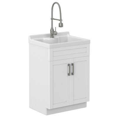 Armoire de buanderie tout-en-un de luxe Hennessy 24 po avec robinet et lavabo en ABS