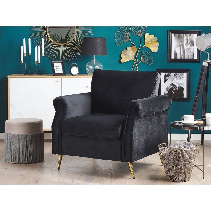 Amaya Velvet Armchair, Black