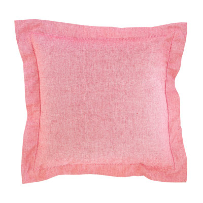 Hemstitch Solid Red Cotton Decor Throw Pillow Cover And Insert Set