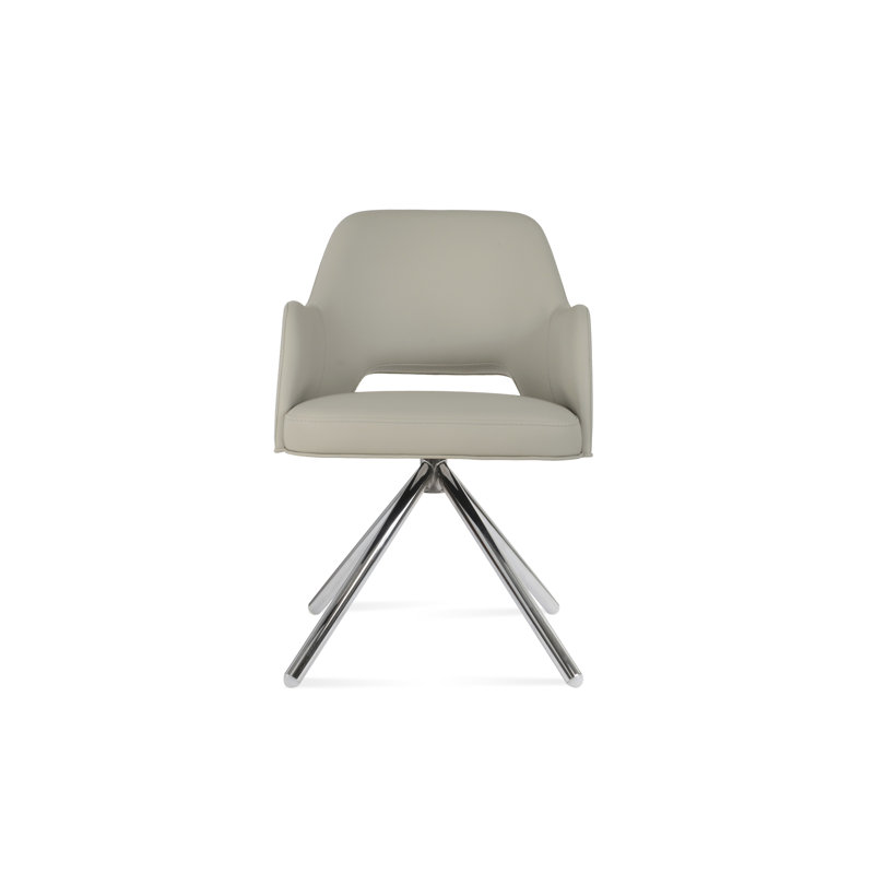 Marash Stick Swivel Arm Chair, Chrome, Black