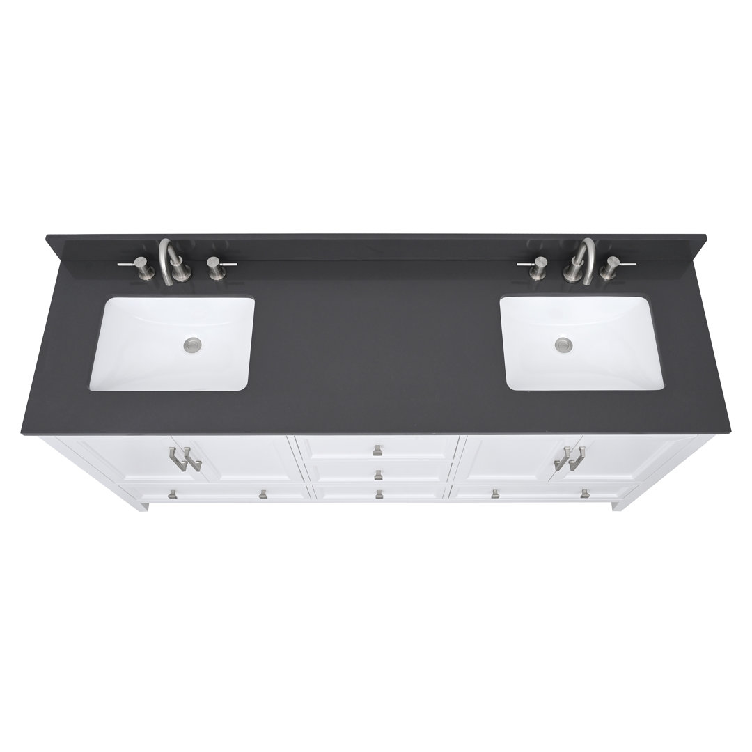73 In. Lotte Radianz Quartz Top With Dual Rectangular Sinks Avanity Top