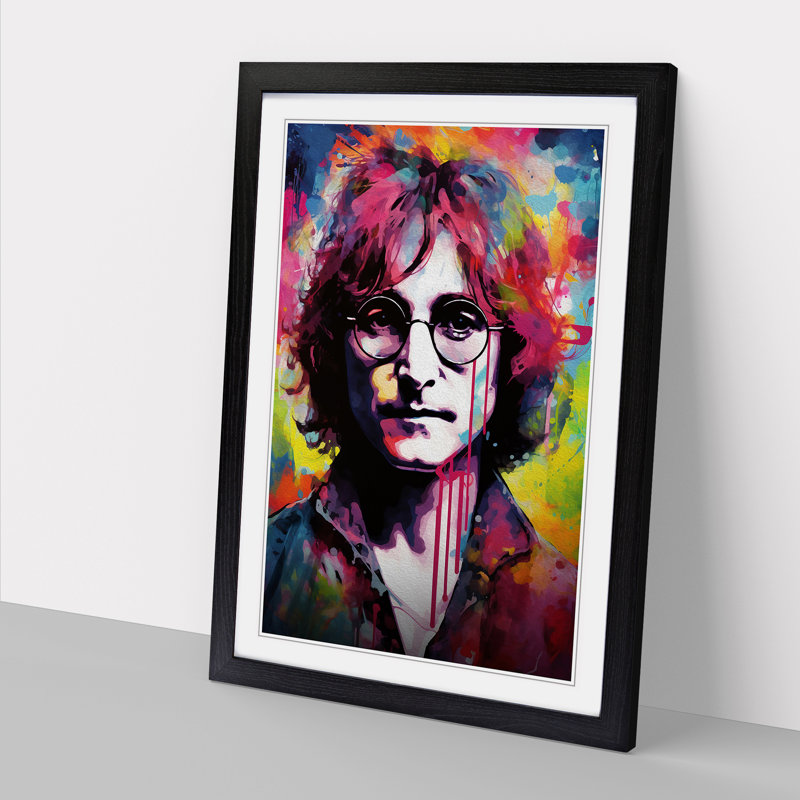John Lennon Abstract - Single Picture Frame Print on Wood, Black Framed, 46cm H x 34cm W x 2cm D