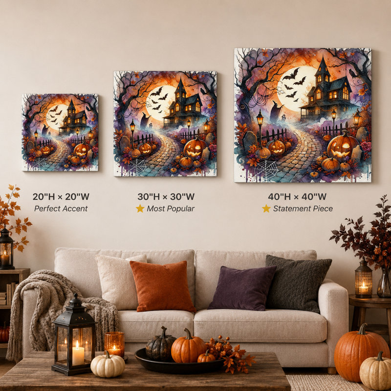 «Enchanted Haunted House Halloween Night», art mural, H 20 po x l 20 po x P 1,5 po