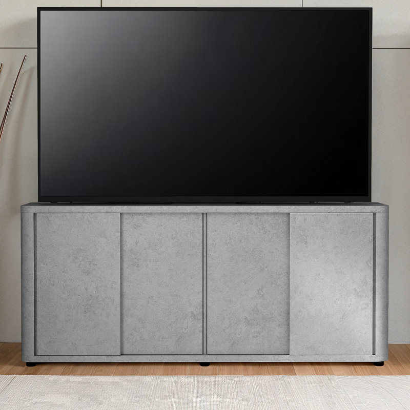 Caomhan Modern Sliding Door 67.7" 4 Door TV Stand, Gray