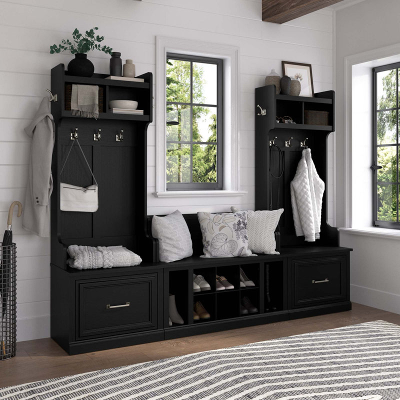 Arulappu Hall Tree with 40W Bench and Shoe Storage, Black