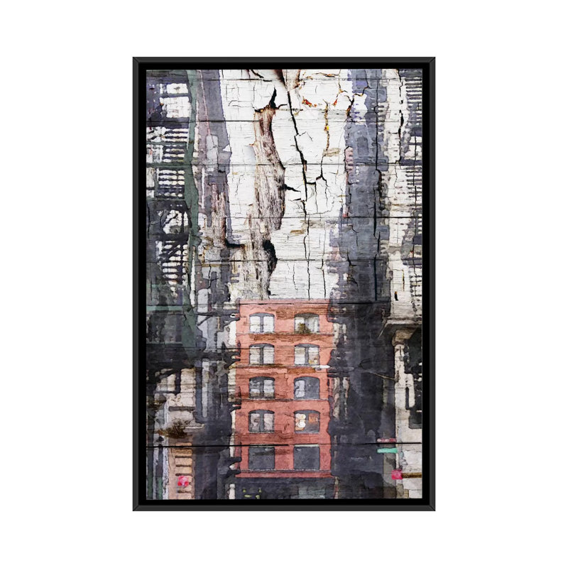 Industrial LA, impression sur toile tendue, H 26 po x l 18 po x P 1,5 po, Toile avec cadre noir, Pas de tapis