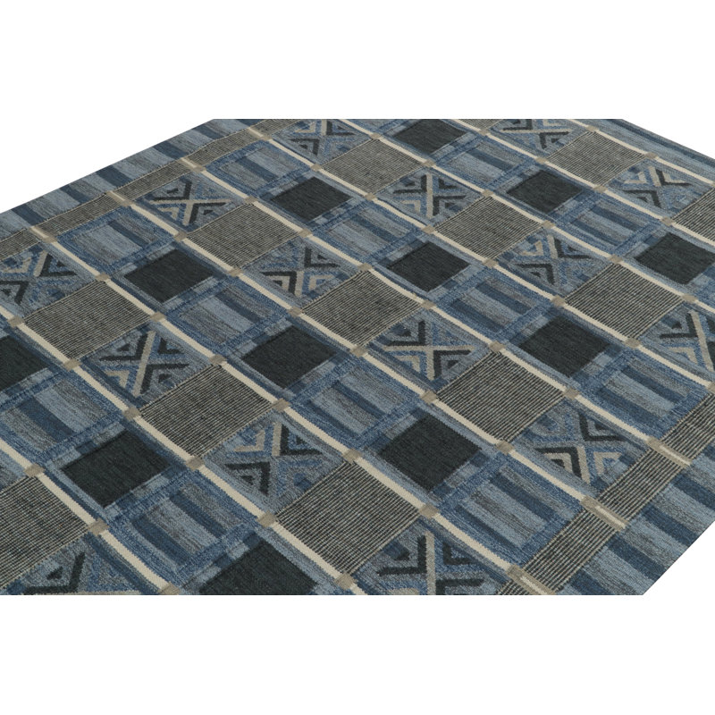 Scandinavian Wool Geometric Area Rug, Rectangle 8' x 10'