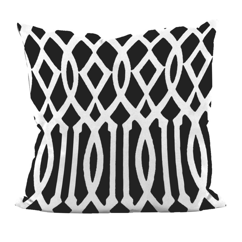 Trellis Decorative Square Pillow Cover & Insert, 20" x 20", Black