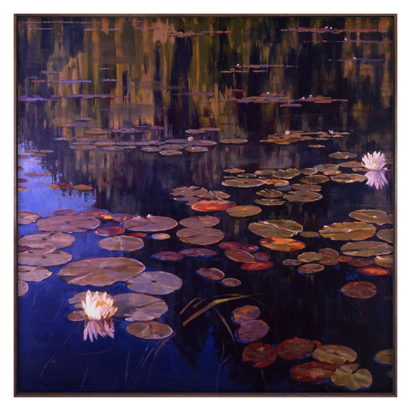 Lilies Print by Waldron, Sarah, Walnut Floater Framed, 36'' H x 36'' W