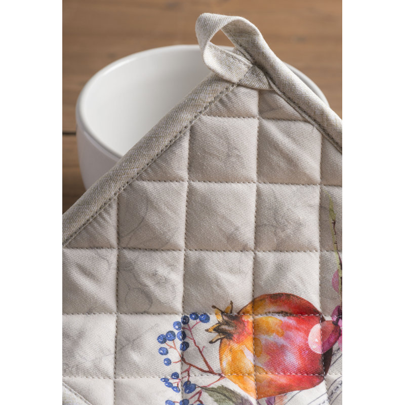 Maison d'Hermine Fruit D'Hiver 100% Cotton Oven Mitt + Pot Holder - 7.5" x 13" & 8" x 8"