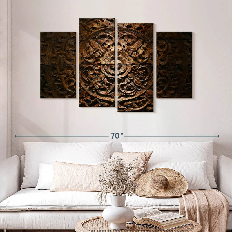 Senne Carved Wood Florals, 32" H x 52" W