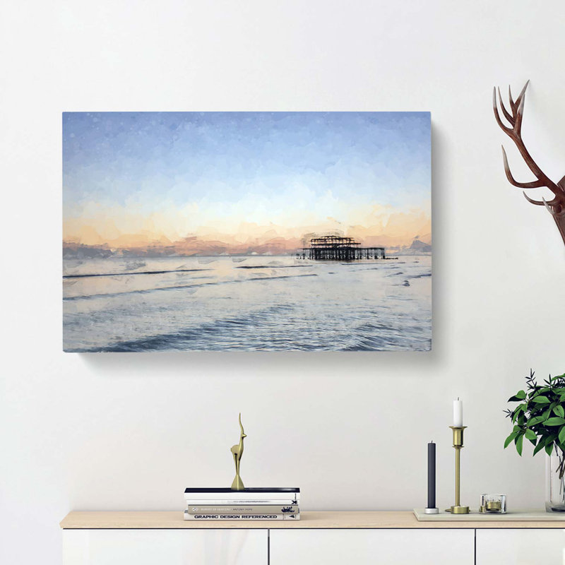 West Pier On Brighton Beach In Abstract - Wrapped Canvas Print, 40cm H x 60cm W x 3cm D
