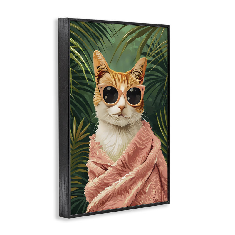Cozy Cat et plantes tropicales, estampe numérique, design par LSR Design Studio, H 18 po x l 12 po