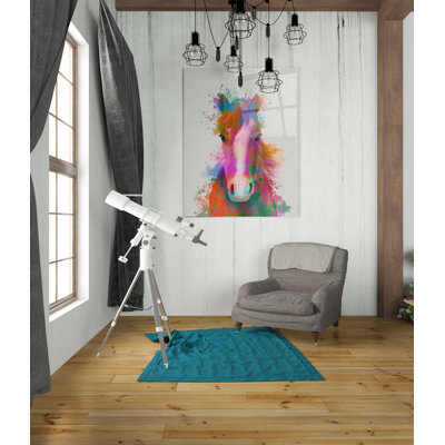«Horse Portrait 2 Rainbow Splash» par Fab Funky, art mural en verre acrylique