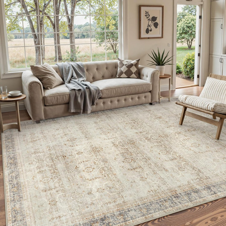  Area Rug for Living Room, Machine Washable Vintage Antique Distressed Rugs for Bedroom
