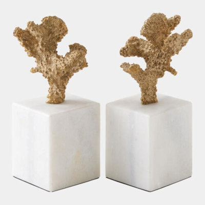 Sculpture corail - paire - sculpture en laiton H 7 po x l 6 po x P 3 po
