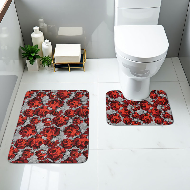  Tapis de salle de bain floral 2 pièces
