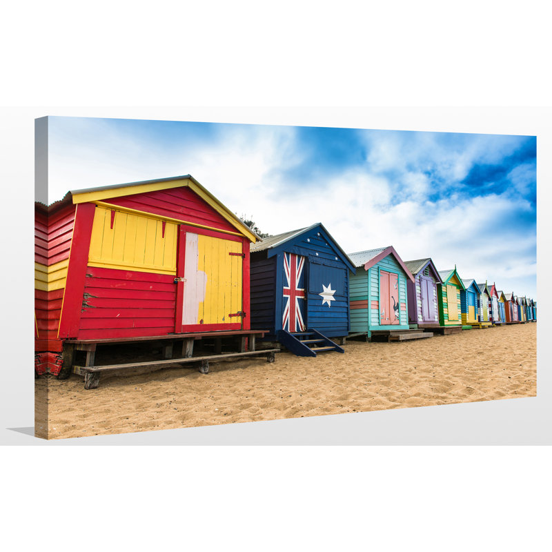 « brighton beach «huts », australie», reproduction de photo sur toile tendue, H 36 po x l 60 po x P 1,5 po