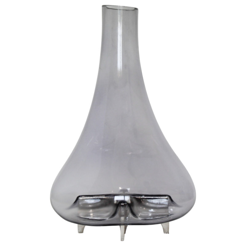 Glass Vase with Aluminum Base and Modern Sculptural Design