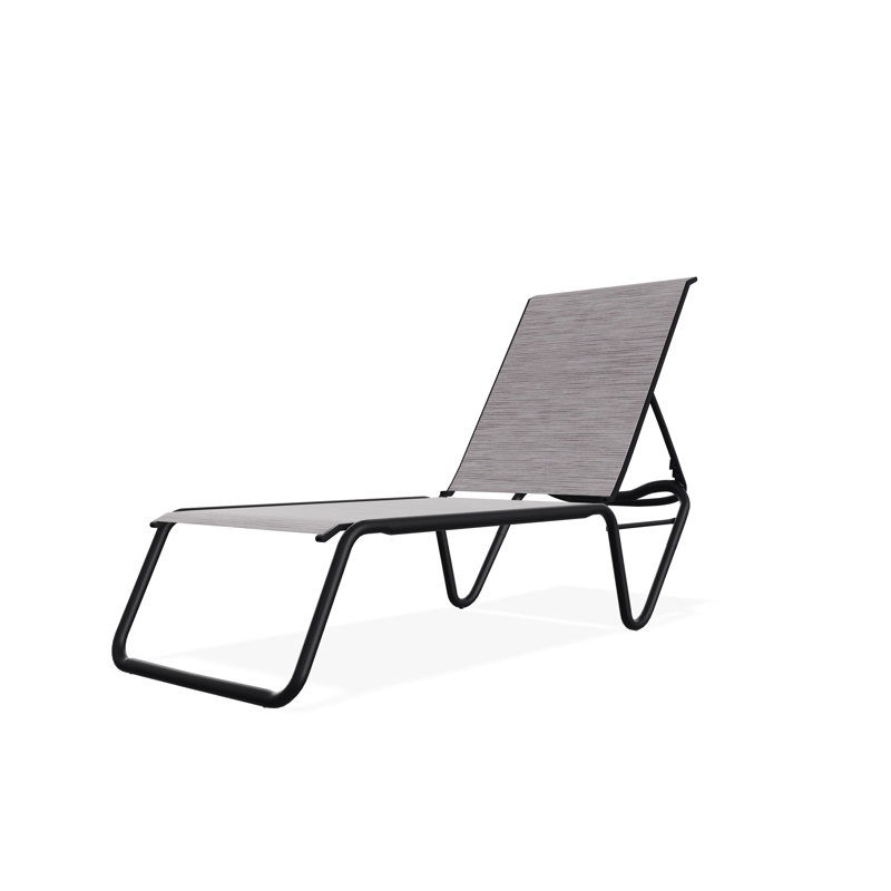 Chaise longue sans accoudoirs empilable à plat en aluminium Gardenella, Fossile, Noir