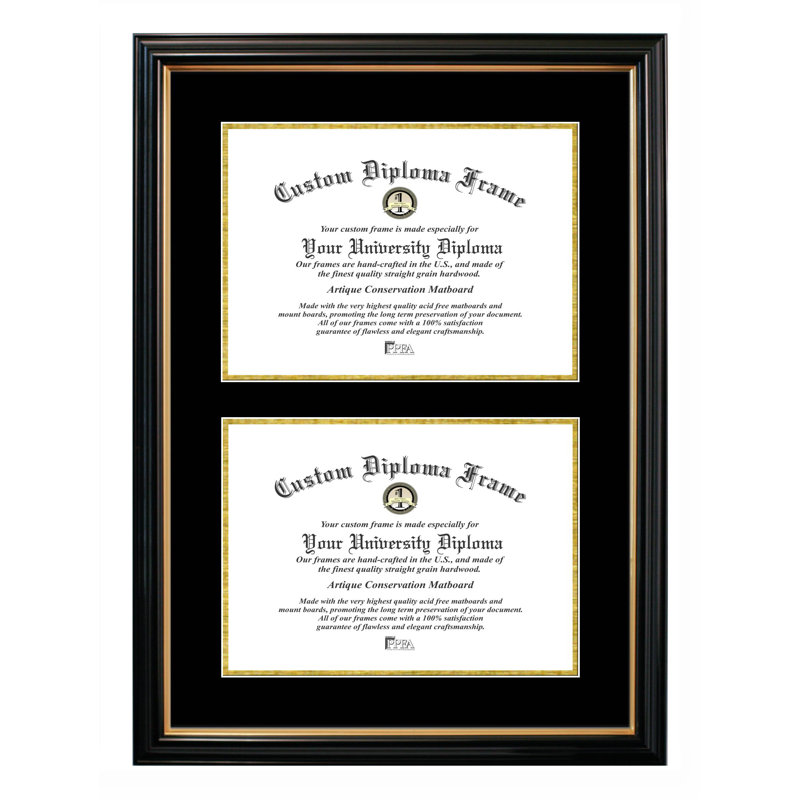 Concetta Double Degree Certificate Picture Frame, 8.5" x 11", Gold