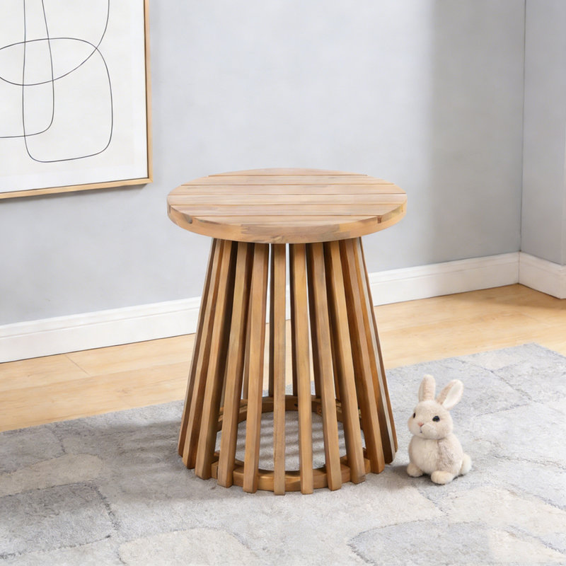 Table d'appoint d'extérieur en bois d'acacia, Teck clair