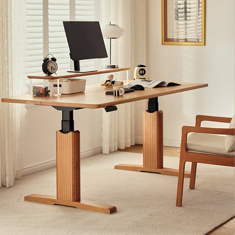 Bureau rectangulaire brun en bois massif, H 51,18 po x l 59,06 po x P 29,53 po