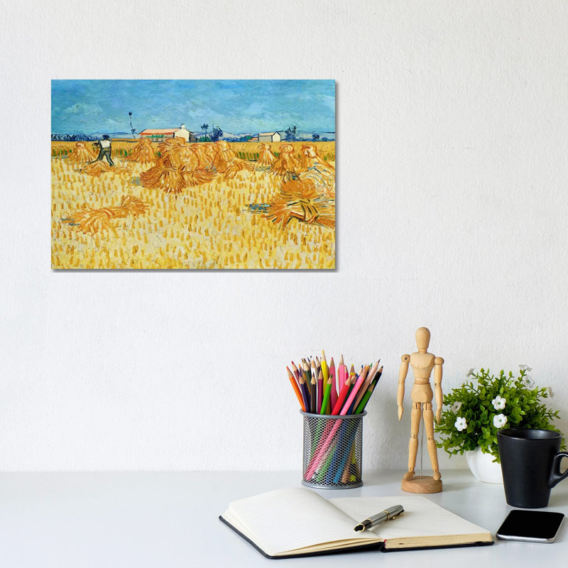 Harvest In Provence by Vincent Van Gogh - Wrapped Canvas Painting, 20.32 cm H x 30.48 cm W