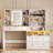 58.6" Large Vanity Desk With Sliding Mirror & Lights-433159761