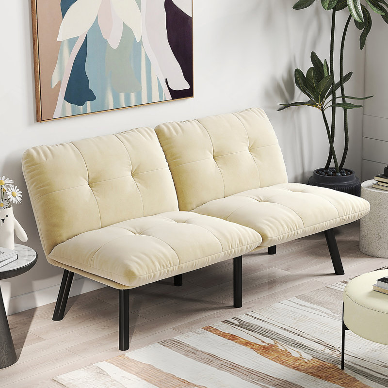 Cream Convertible Folding Modern Sofa Bed, Cream