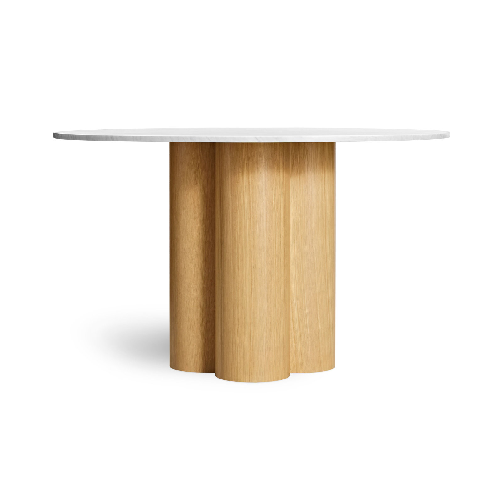 4 Quarter Round Marble Dining Table, 48" W x 48" L, White Oak