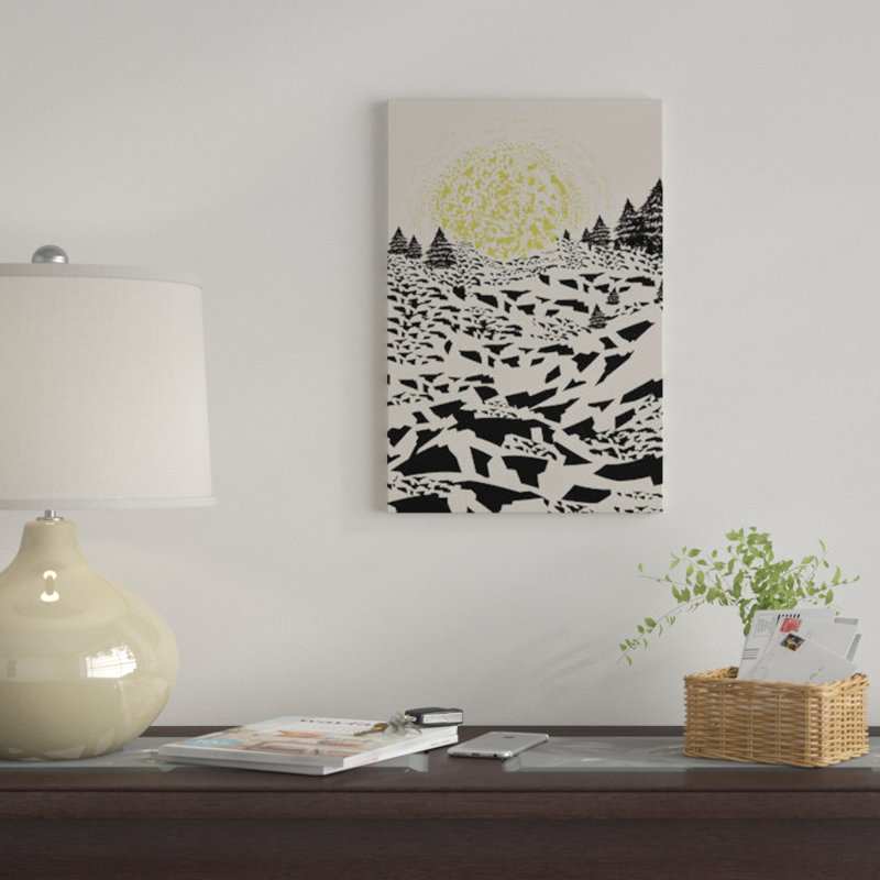 « performs hills » par flatowl, impression sur toile, H 24 po x l 16 po x P 1 po, Papier beaux-arts encadré noir, Blanc