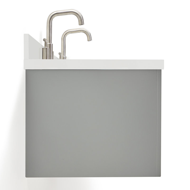 73'' W Double Vanity, Brushed Nickel, White, 61"