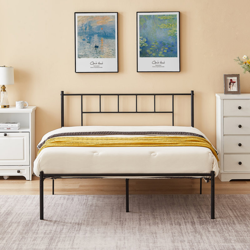 Ensemble de chambre configurable avec lit plateforme en fer, Full / Double, Brun