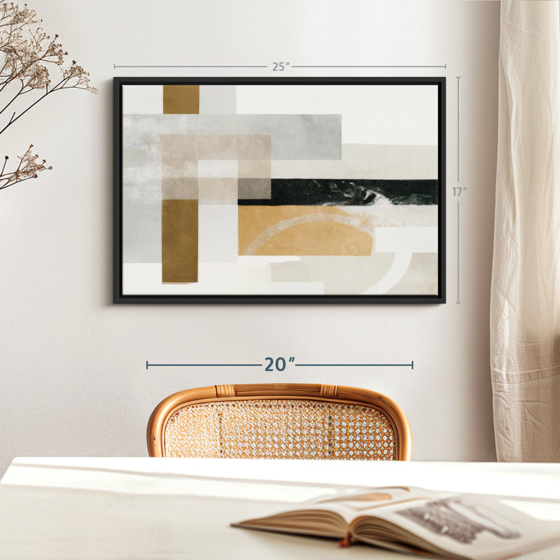Abstrait "Rectangles dorés et gris abstraits", H 25 po x l 17 po