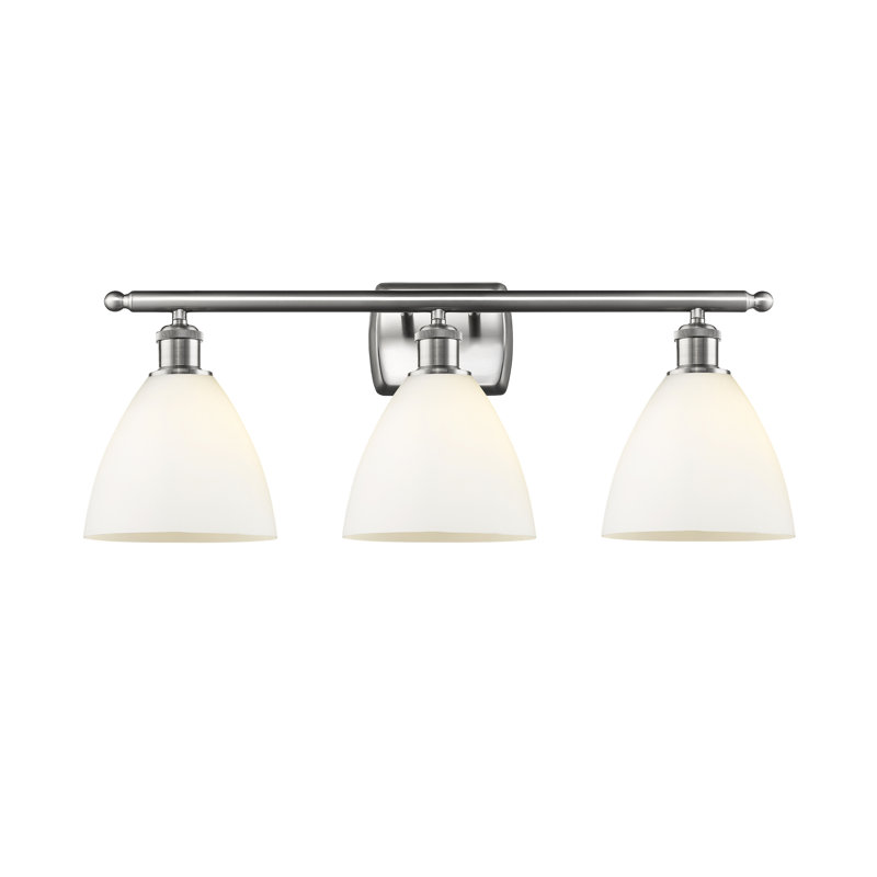 Éclairage pour meuble-lavabo 3 lumières Shauna, Blanc mat, Incandescente, Nickel satiné brossé