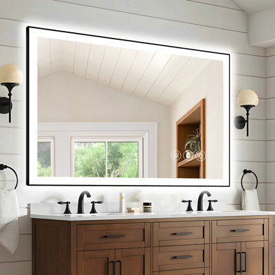 Miroir de salle de bain moderne sans cadre à DEL moderne de 48 po x 32 po