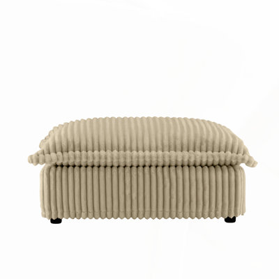 Luxueux repose-pieds brun clair avec coussins haute densité et housses amovibles pour un confort et un style ultimes