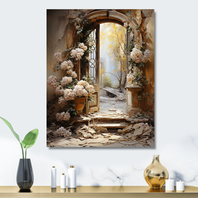Ancient Ruins Blooms I - Fantasy Metal Wall Art