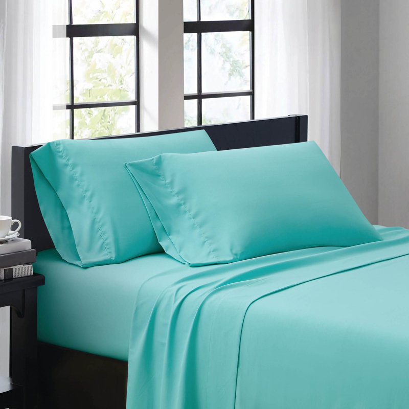 Everyday Microfiber Sheet Set, Turquoise, Queen Sheet Set with 2 Pillowcases