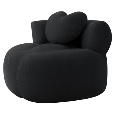 Oversized round boneless chaise lounge with diamond corduroy and throw pillows, no assembly cloud chair for living room