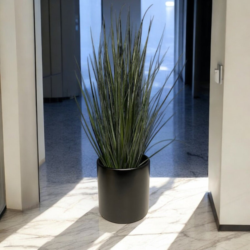 Fiberglass Pot Planter, Black, 12" H x 12" W x 12" D