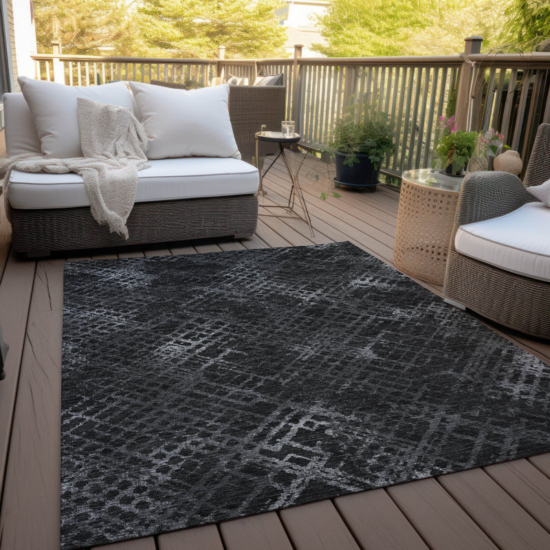 Tapis gris anthracite lavable à la machine intérieur / extérieur ACN825 5 pi x 7 pi 6 po, Rectangle 8 pi x 10 pi