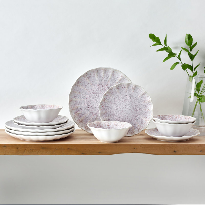 Mikasa Isla Pink 12-Piece Stoneware Dinnerware Set