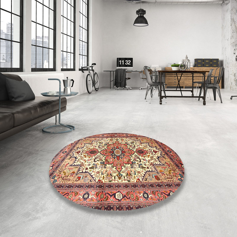 Tapis oriental rouge / beige, Rond 6 pi